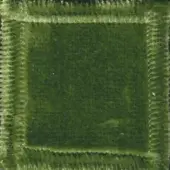 Green velvet fabric swatch with cream fringe, displaying a plush texture and subtle tonal variations; label reads “swan > fabric (elite) > elite 307 22”.